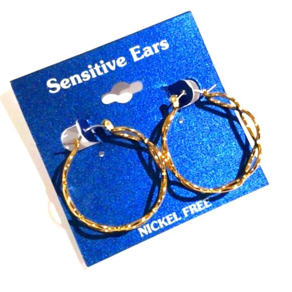 Elegant Gold tone Twisted Design Hoop Earrings - Women's Fashion Jewelry - Picture 1 of 7